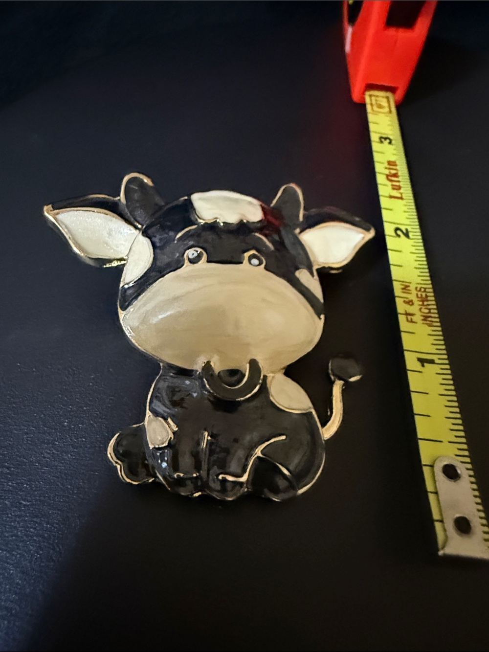 Black and Cream Cow Brooch Pin - Charming Women’s Jewelry